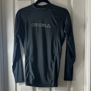 O'Neill Men's Black Long-Sleeve Surf Rash Guard with Logo